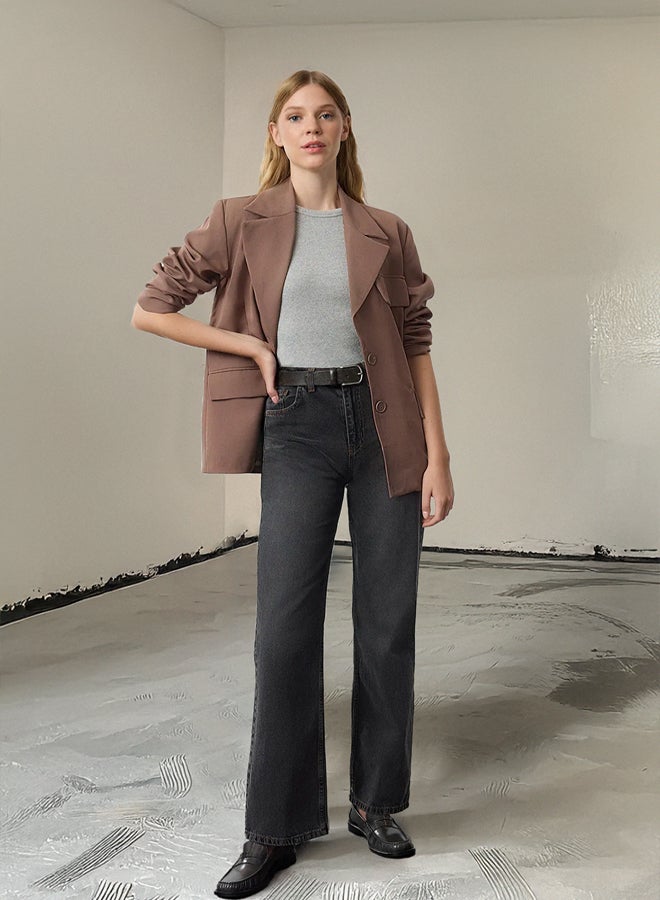 trendyol Black High Waist Wide Leg Jeans TWOAW25JE00077 - Image 1