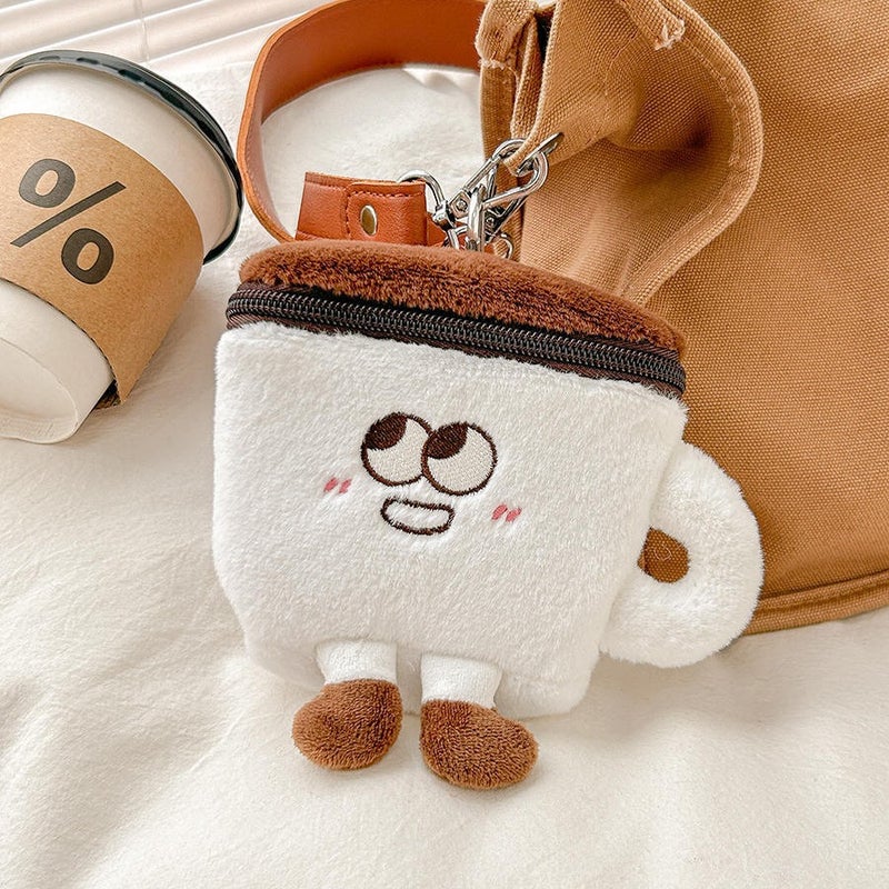 Original Cute Cartoon Teapot Cup Series Funny Expression Plush Change Storage Small Bag Hanging Bag Headset Bag - Image 4