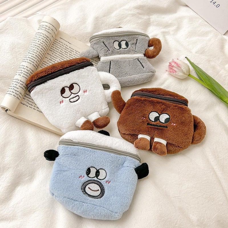 Original Cute Cartoon Teapot Cup Series Funny Expression Plush Change Storage Small Bag Hanging Bag Headset Bag - Image 2