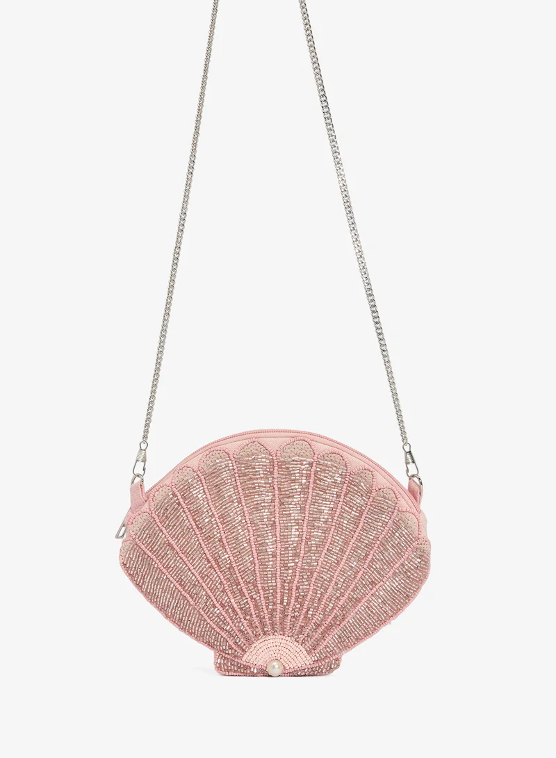 Namshi X Embroidered Beaded Seashell Clutch