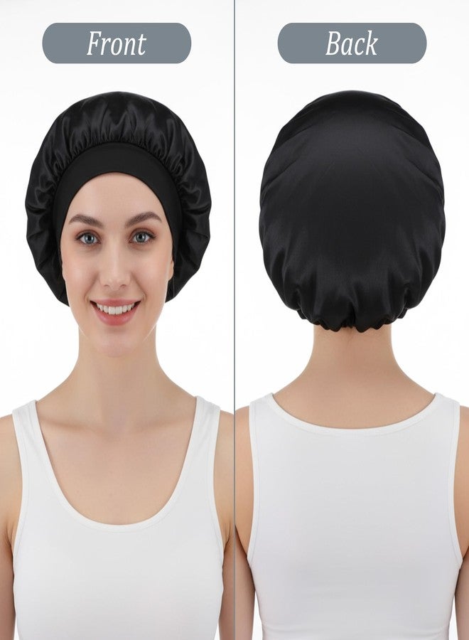 Kifmurase 16PCS Satin Bonnets for Sleeping, Multicolor Large Elastic Wide Band Hair Sleep Bonnet, Soft Silky Shower Hair Wrap Cap for Black Women Curly Dreadlock Braid Hairs - Image 4