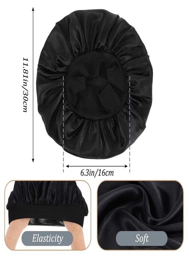 Kifmurase 16PCS Satin Bonnets for Sleeping, Multicolor Large Elastic Wide Band Hair Sleep Bonnet, Soft Silky Shower Hair Wrap Cap for Black Women Curly Dreadlock Braid Hairs - Image 2