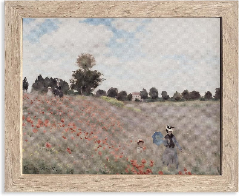 HoozGee Poppy Field Framed Wall Art Prints by Claude Monet - Image 1