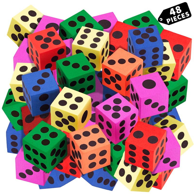 Playbees Big Foam Dice Set 48Pack Jumbo and Colorful Dice for Kids Ideal for Boosting Math Skil in The Classroom Great Gifts and Party Fun - Image 3