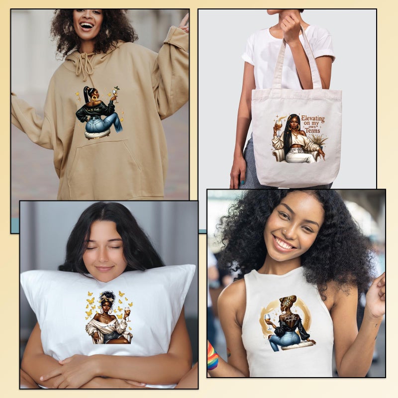Shejdgart Dtf Transfers Ready to Press - 20 Pcs African American Women Iron on Transfers for T-Shirts Black Girl Heat Transfer Vinyl Patches Decals for Clothes Bag Pillow DIY Decor - Image 5
