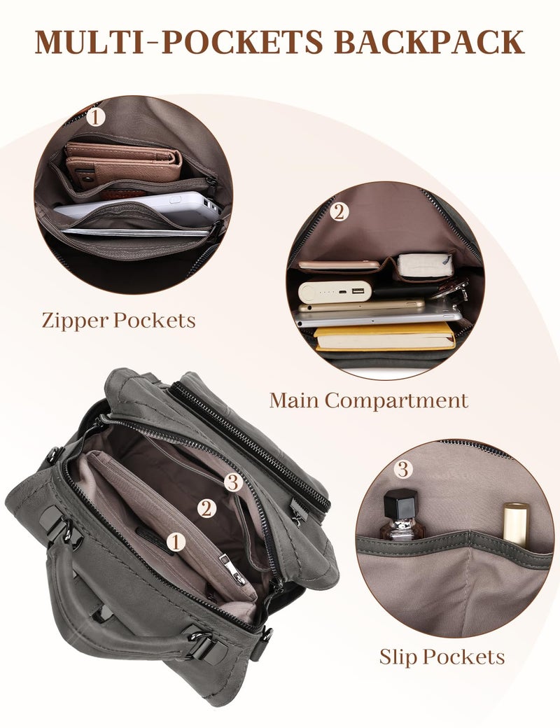 RAVUO Backpack Purse for Women, Fashion Leather Backpack Designer Convertible Satchel Ladies Shoulder Bag 3 Ways to Carry - Image 5