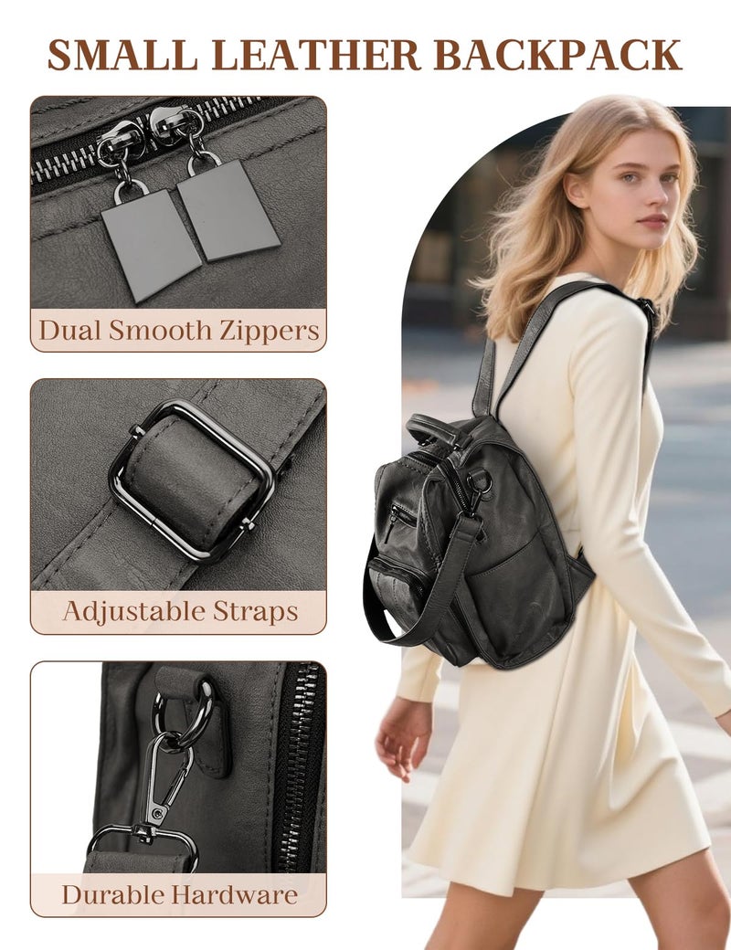 RAVUO Backpack Purse for Women, Fashion Leather Backpack Designer Convertible Satchel Ladies Shoulder Bag 3 Ways to Carry - Image 3