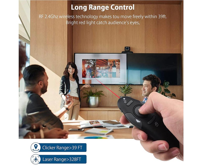 أجهزة التحكم عن بعد اللاسلكية لعرض الشرائح، جهاز تحكم عن بعد USB لعرض الشرائح، مفاتيح النقر لعرض PowerPoint لـ Keynote/Ppt/Mac/Pc - Image 3