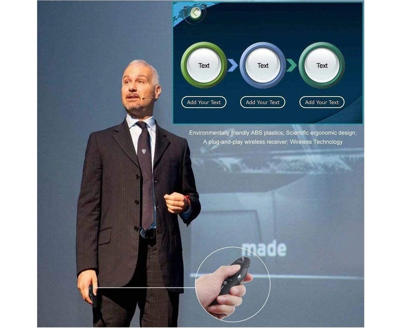 أجهزة التحكم عن بعد اللاسلكية لعرض الشرائح، جهاز تحكم عن بعد USB لعرض الشرائح، مفاتيح النقر لعرض PowerPoint لـ Keynote/Ppt/Mac/Pc - Image 4