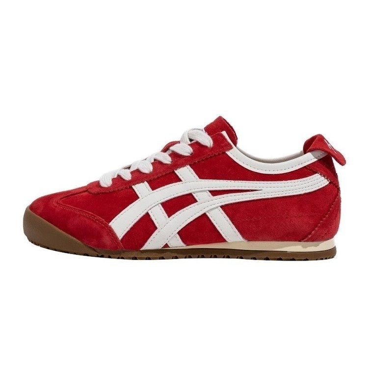 Women's Retro Height-Increasing Leather Sneakers (Red/Yellow) - Image 5
