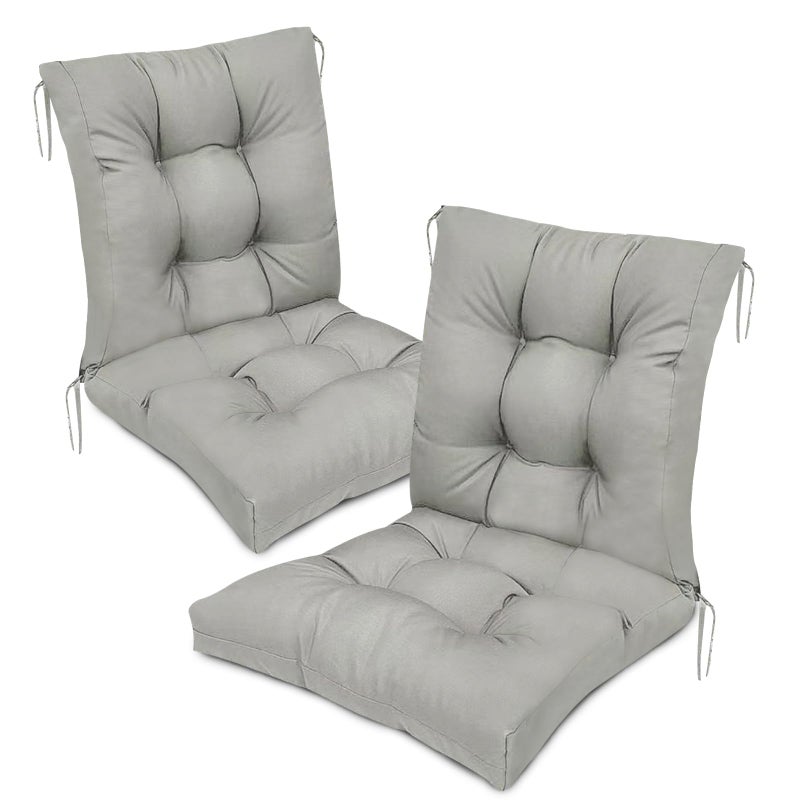 Eoieov High Back Patio Chair Cushions Set of 2 Sliver Grey Indoor Outdoor Chair Seat Cushion Tufted Waterproof Patio Rocking Chair Pads Replacement for Garden Furniture 41.7"*20.8"*3.9" - Image 1