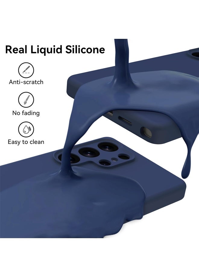 Compatible with Samsung Galaxy S25 Ultra Case, Liquid Silicone Upgrade [Camera Protection] [Anti-Scratch Microfiber Lining] Slim Soft Touch Gel Rubber Shockproof Phone Case, Dark Blue - Image 2
