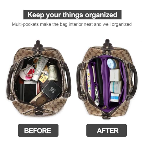 OMYSTYLE Purple Organizer Insert, Felt Tote Bag Organizer Insert with 5 Sizes, Handbag Dividers for Inside Purse, Compatible with Longchamp, Neverful, Speedy and More - Image 4