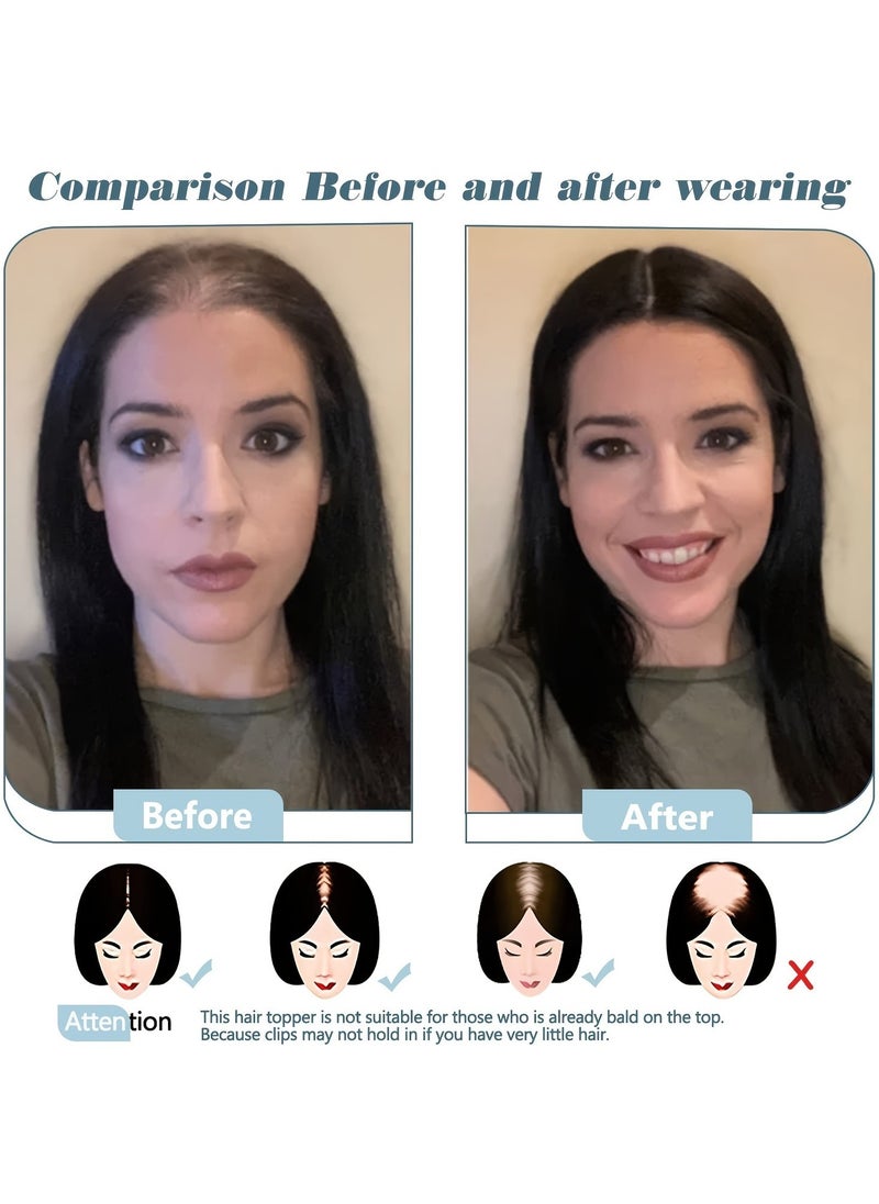 Estelle - Hair Toppers for Women Real Human Hair Toppers Hair Pieces for Women with Thinning Hair Human Hair Toppers with Bangs Clip in Hair Extensions - Image 1