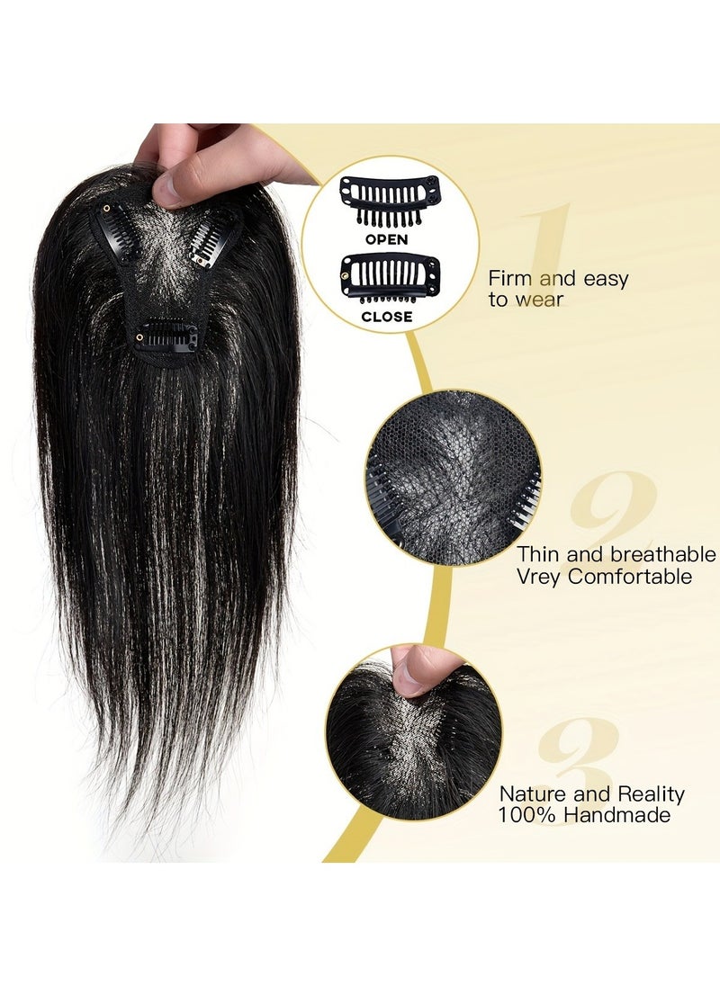 Estelle Hair Toppers for Women Real Human Hair Toppers Hair Pieces for Women with Thinning Hair Human Hair Toppers with Bangs Clip in Hair Extensions  - Image 2