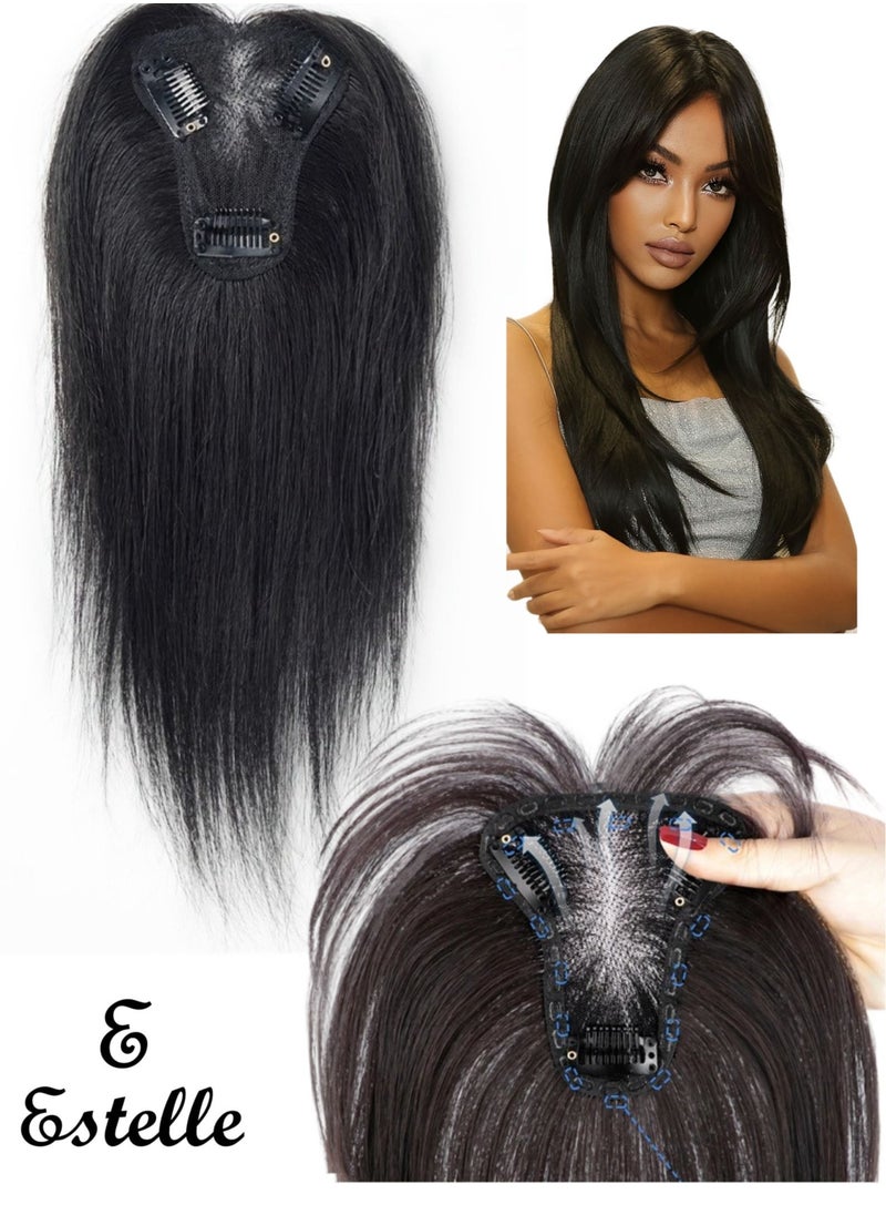 Estelle Hair Toppers for Women Real Human Hair Toppers Hair Pieces for Women with Thinning Hair Human Hair Toppers with Bangs Clip in Hair Extensions  - Image 1
