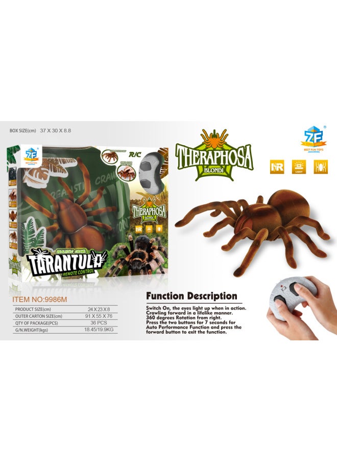 Hot-selling Infrared Remote Control Electric Lizard Simulation Snake Mouse Spider April Fool's Day Trick Animal Remote Control Toy-Color:Infrared Remote Control Flocking Spider 9986m  - Image 1