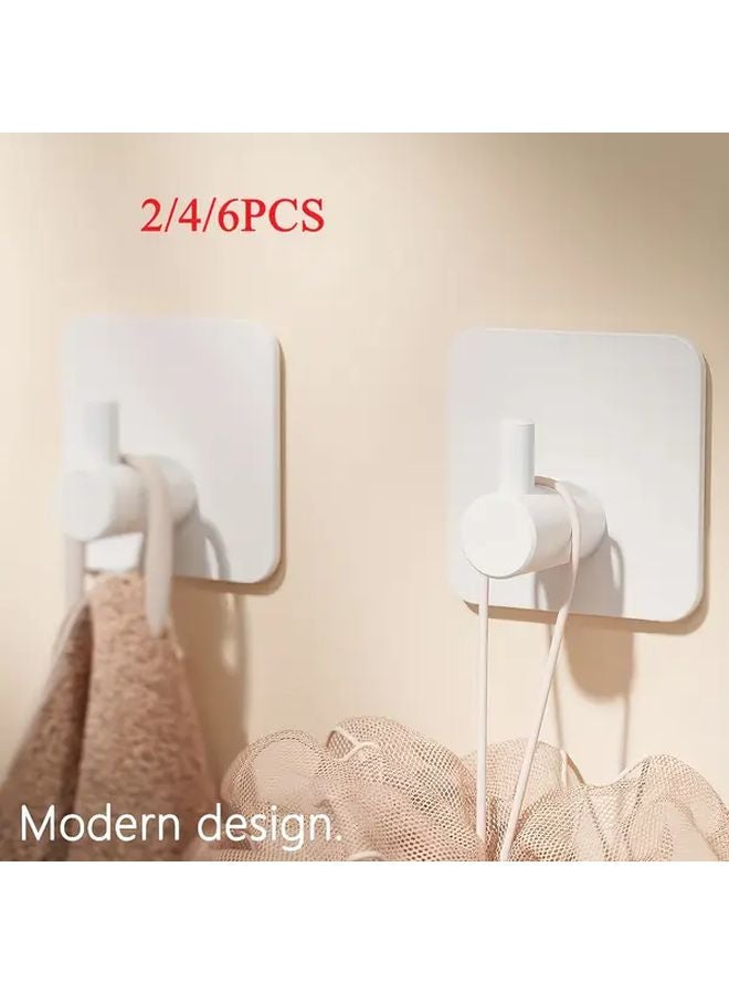 4 Pcs White Heavy Duty Metal Wall Hooks Adhesive Hangers For Towels Coats Hats - Image 2