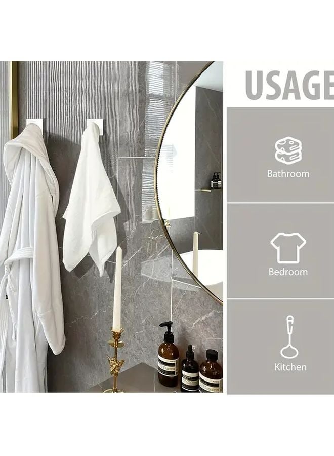 4 Pcs White Heavy Duty Metal Wall Hooks Adhesive Hangers For Towels Coats Hats - Image 3