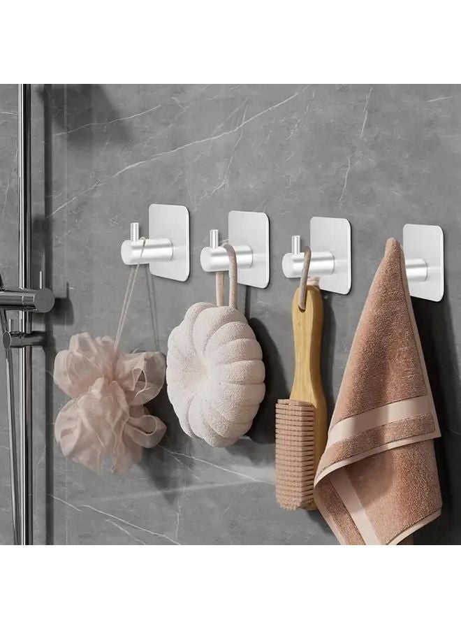 4 Pcs White Heavy Duty Metal Wall Hooks Adhesive Hangers For Towels Coats Hats - Image 5