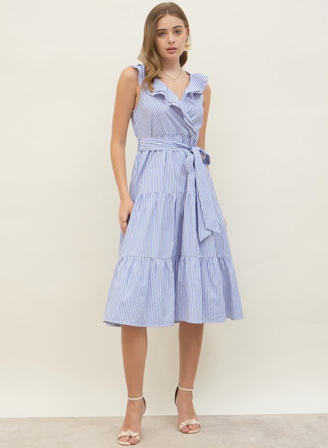 ستايلي فستان مخطط بحزام - Image 2