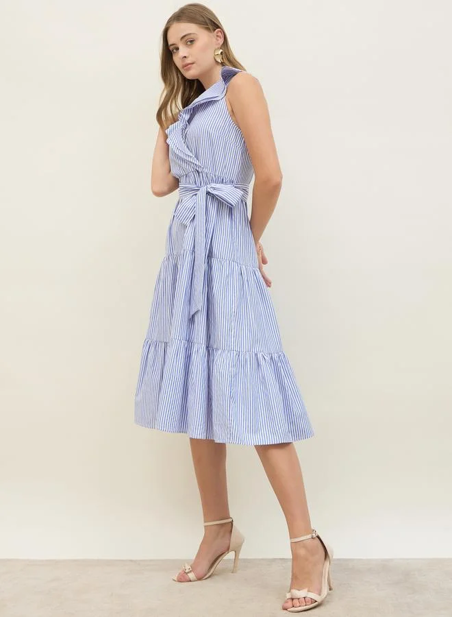 Styli Striped Belted Dress