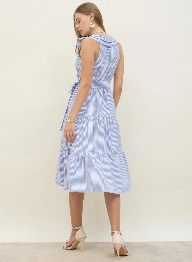Styli Striped Belted Dress