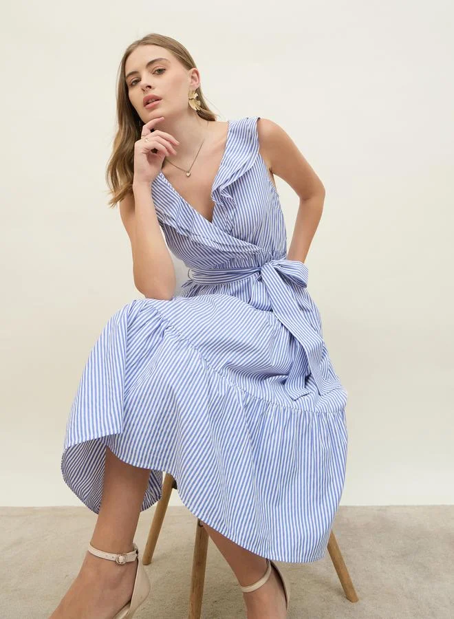 Styli Striped Belted Dress