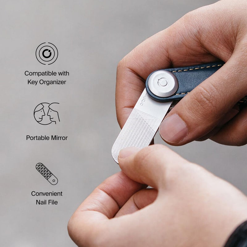 Orbitkey مبرد أظافر ومرآة Orbitkey لمنظم المفاتيح أو حلقة المفاتيح، ملحق | أداة تجميل مدمجة 2 في 1 مبرد أظافر ومرآة | مصنوعة من الفولاذ المقاوم للصدأ، نحيفة ومتينة - Image 3