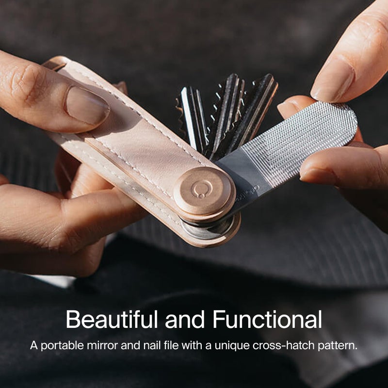 Orbitkey مبرد أظافر ومرآة Orbitkey لمنظم المفاتيح أو حلقة المفاتيح، ملحق | أداة تجميل مدمجة 2 في 1 مبرد أظافر ومرآة | مصنوعة من الفولاذ المقاوم للصدأ، نحيفة ومتينة - Image 4