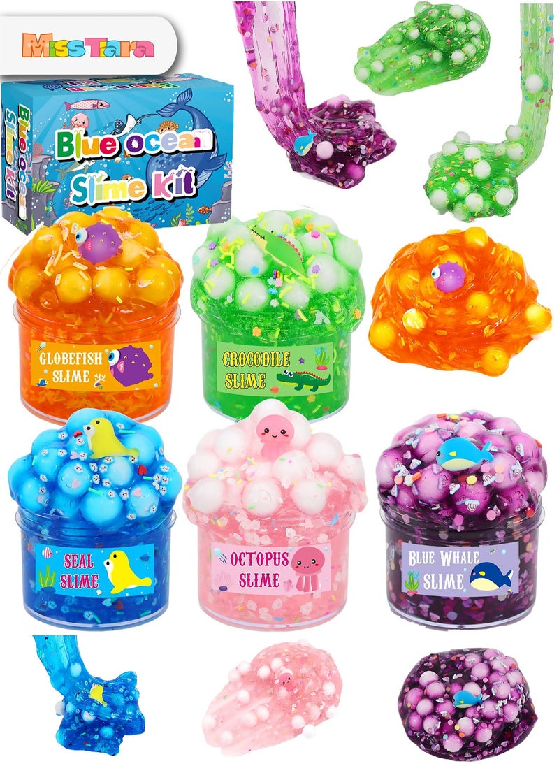 MissTiara 5 Pack Clear Slime Kit Crystal Clear Slime Set for Kids Party Favors Clear Slime Kit Soft Jelly Cube Clear Slime for Girls Boys  - Image 1