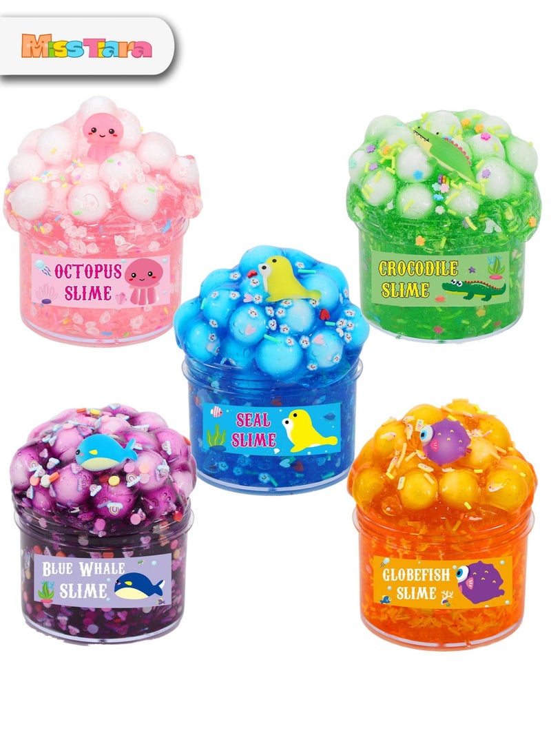 MissTiara 5 Pack Clear Slime Kit Crystal Clear Slime Set for Kids Party Favors Clear Slime Kit Soft Jelly Cube Clear Slime for Girls Boys  - Image 2