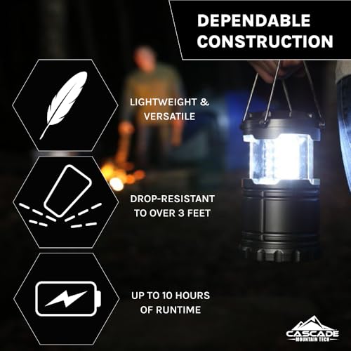 Cascade Mountain Tech 100 Lumen Pop-Up LED Lantern with IPX4 Water Resistance - 2 Pack - Image 2