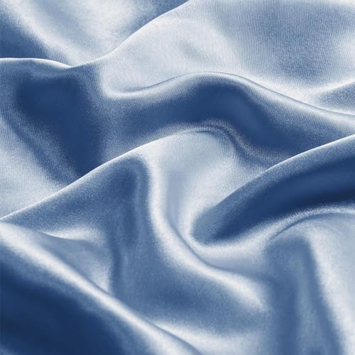 GO WELL Solid Satin Silk Pillow Covers Pack of 2 for Hair and Skin-with Satin Scrunchies for Women Stylish|Satin Pillow Cover for Hair|scrunchies for Women 3-Piece|Silk Pillow case (Airy Blue) 600TC - Image 4