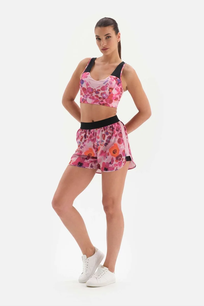 داجي Pink Women's Patterned Shorts with Tights