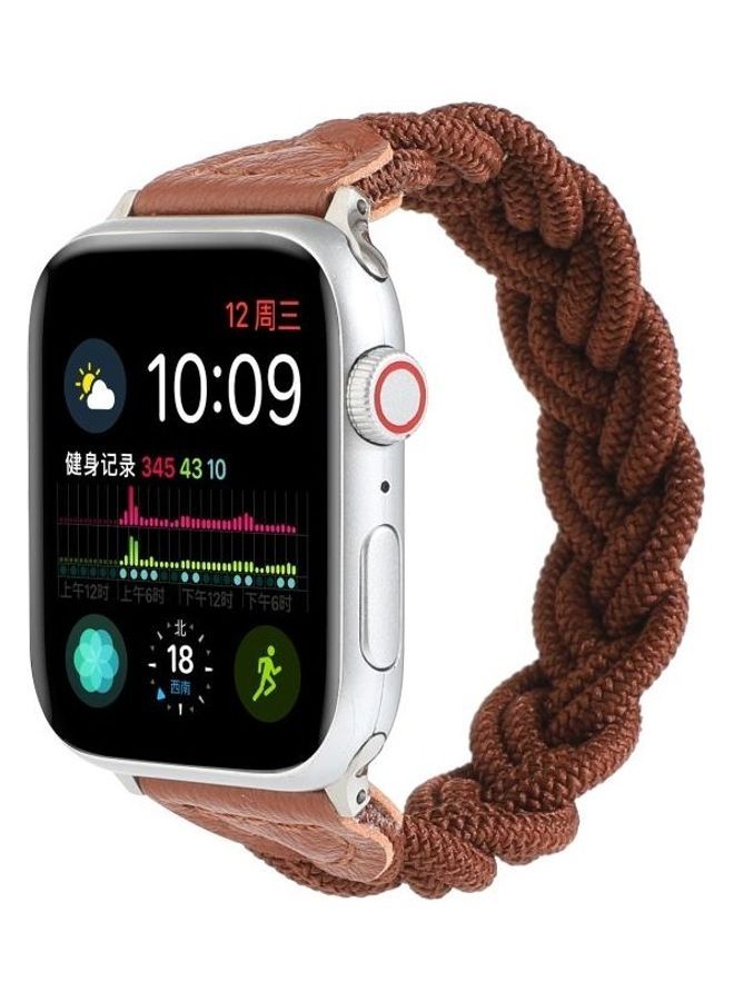 NIBEMINENT Elastic Woven Watchband For Apple Watch Series 7/6/SE/5/4/3/2/1 38/40/41mm Coffee - Image 3