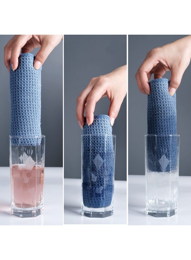 POLYTE Premium Microfiber Kitchen Dish Cloth Waffle Weave 12 Pack (12x12 in, Dark Blue, Gray, Off White) - Image 2