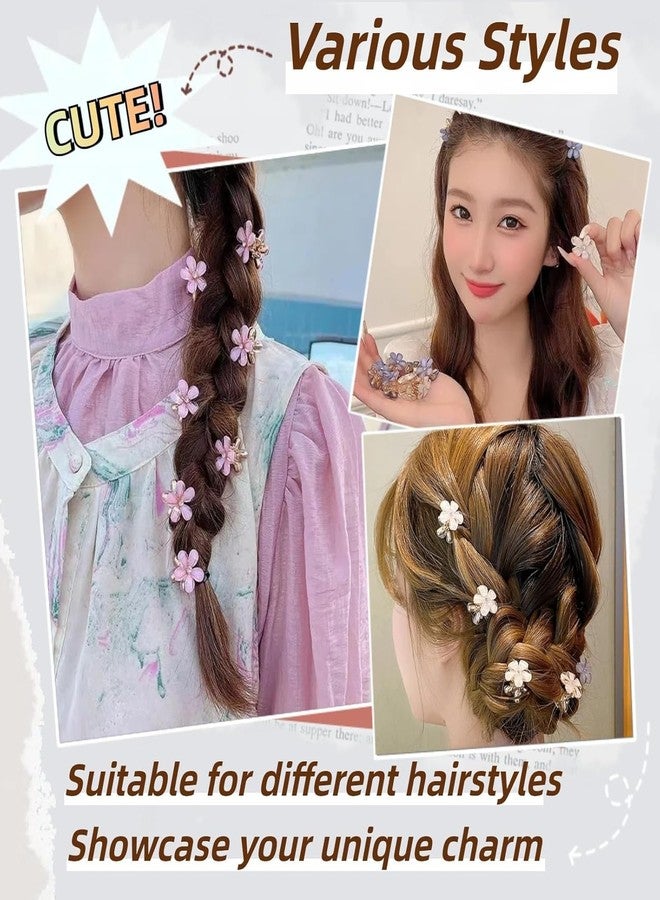 BIG BOX 10 Pcs Flower Hair Clips for Girls Small Claw Clips Mini Flower Clips with Crystal Cute Metal Claw Clips Sparkling Barrettes Nonslip Side Clip Accessories for Women Blue - Image 5