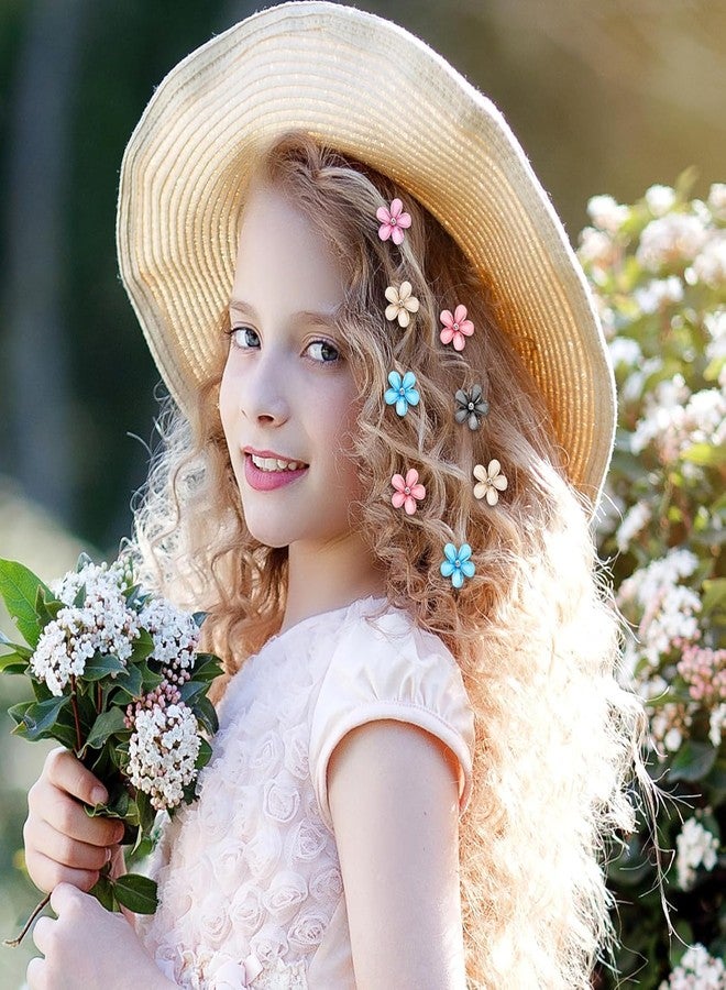 BIG BOX 10 Pcs Flower Hair Clips for Girls Small Claw Clips Mini Flower Clips with Crystal Cute Metal Claw Clips Sparkling Barrettes Nonslip Side Clip Accessories for Women Blue - Image 3