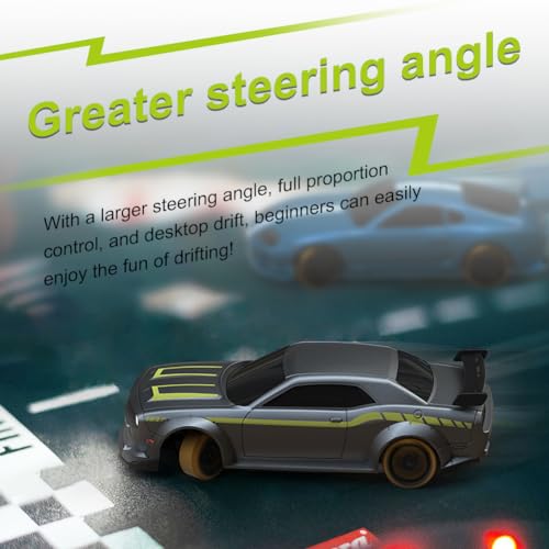 FLYCOLOR Turbo Racing 1:76 Scale Drift RC Car with Gyro Mini Full Proportional RTR 2.4GHZ Remote Control with 2 Replaceable Body Shell (C65-GREY) - Image 4