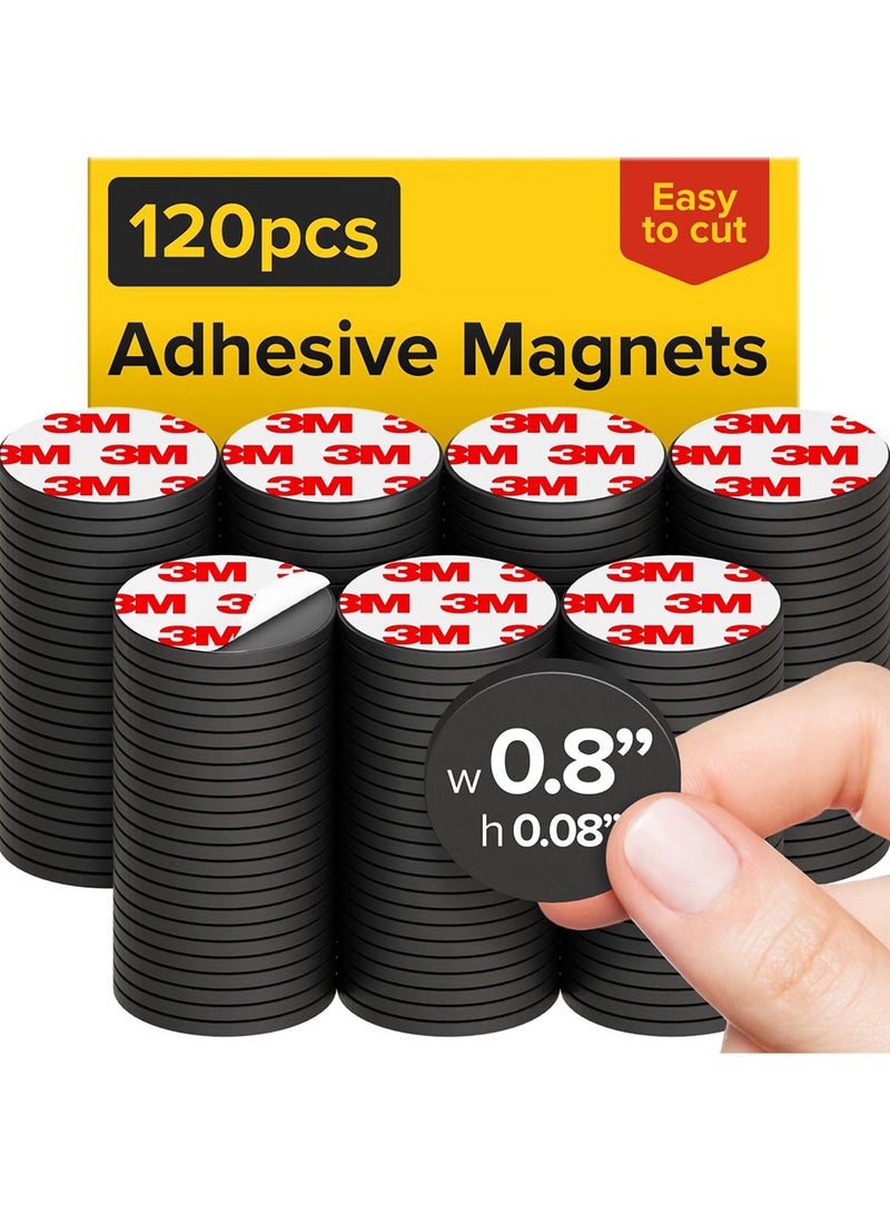 120 Pcs Magnetic Dots - Self Adhesive Magnet Dots (0.8" x 0.8") - Perfect for DIY, Art Projects, Whiteboards & Fridge - Flexible Sticky Magnets - Sheets is Alternative, Stickers, Strip, Magnetic Squares Dots  - Image 1