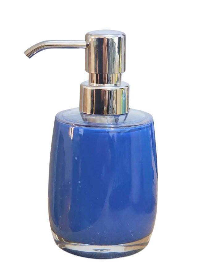 موزع صابون اكليريك للحمام او المطبخ - موزع صابون ولوشن ، زجاجة معقم لليدين ومضخة ضغط للشامبو والبلسم وزجاجة جل الاستحمام ومستحضرات التجميل( 350 مل - أزرق غامق)