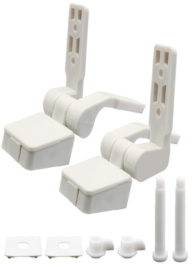 Luomorgo 1 Pair Plastic Toilet Seat Hinges, White Toilet Seat Hinges Replacement with Bolts, Nuts - Image 1