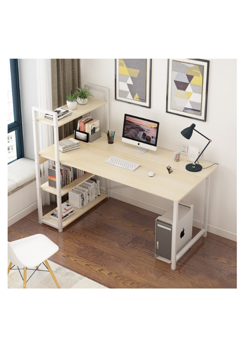ZUIHAO - Computer Table with Bookshelf Home Office Desk Gaming Writing Study Table - Image 1