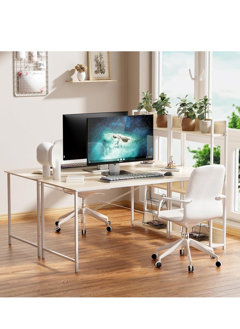 ZUIHAO - Computer Table with Bookshelf Home Office Desk Gaming Writing Study Table - Image 1