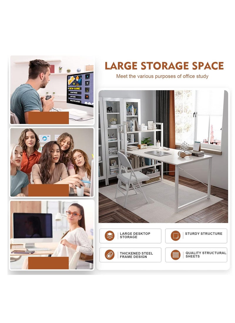 ZUIHAO - Computer Table with Bookshelf Home Office Desk Gaming Writing Study Table - Image 1
