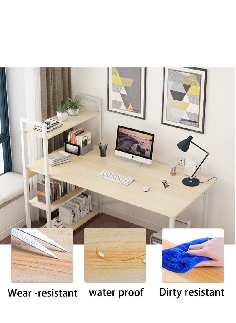 ZUIHAO - Computer Table with Bookshelf Home Office Desk Gaming Writing Study Table - Image 1