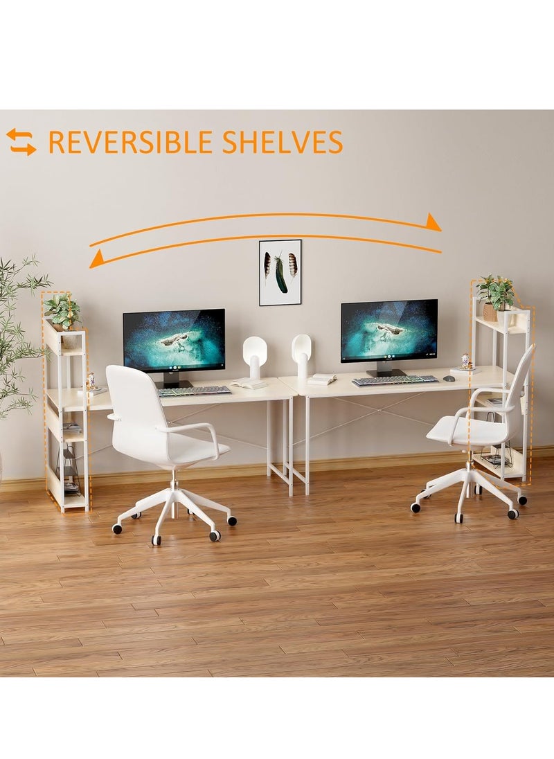 ZUIHAO - Computer Table with Bookshelf Home Office Desk Gaming Writing Study Table - Image 1