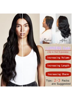 LUMIERE Clip In Hair Extensions Real Human Hair 8Pcs With 20Clips 120G Body Wave Clip Ins Hair Extensions Unprocessed Grade 10A Brazilian Remy Hair Double Wefts Thick And Soft 10 Inch  - Image 3
