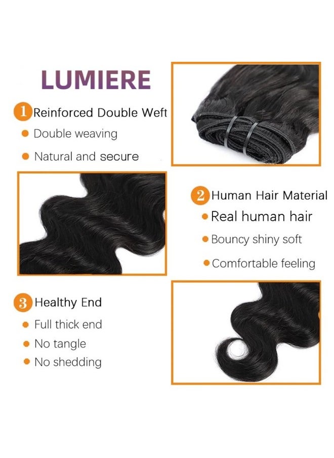 LUMIERE Clip In Hair Extensions Real Human Hair 8Pcs With 20Clips 120G Body Wave Clip Ins Hair Extensions Unprocessed Grade 10A Brazilian Remy Hair Double Wefts Thick And Soft 10 Inch  - Image 5